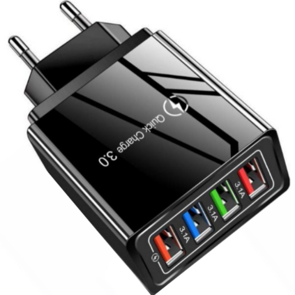 Adaptor Charger 4 Port USB 5V 3,1A Warna Hitam