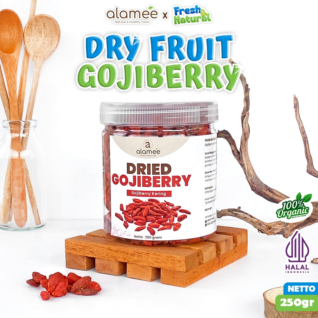 

ALAMEE Gojiberry Kering Cemilan Buah Sehat Rendah Kalori Dried Gojiberry Buah Kici Kering 250gr fresh and natural