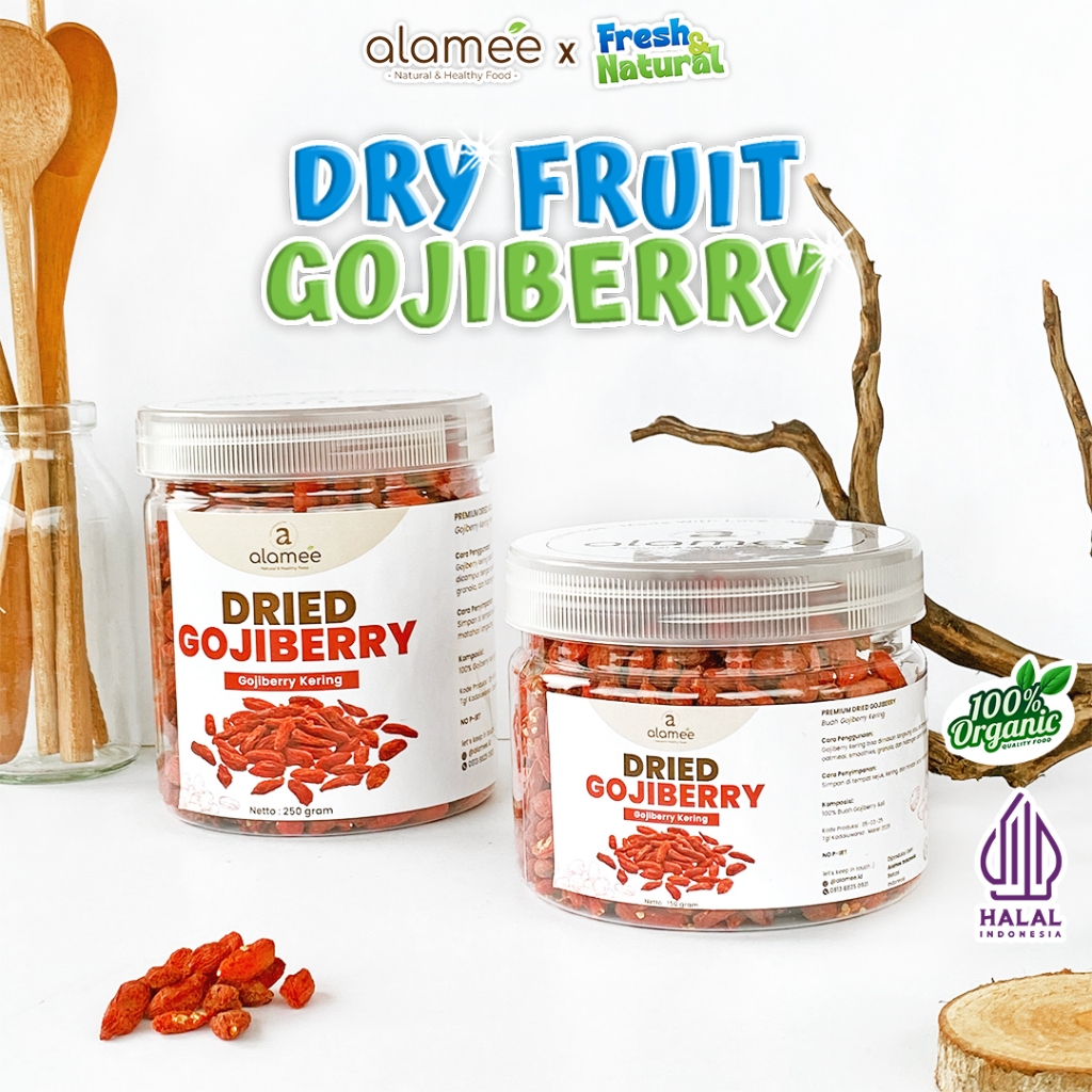 

ALAMEE Gojiberry Kering Cemilan Buah Sehat Rendah Kalori Dried Gojiberry Buah Kici Kering 250gr fresh and natural
