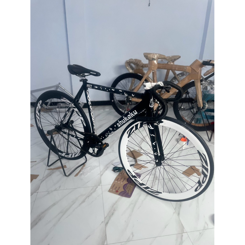 sepeda fixie Shukaku velg depan putih