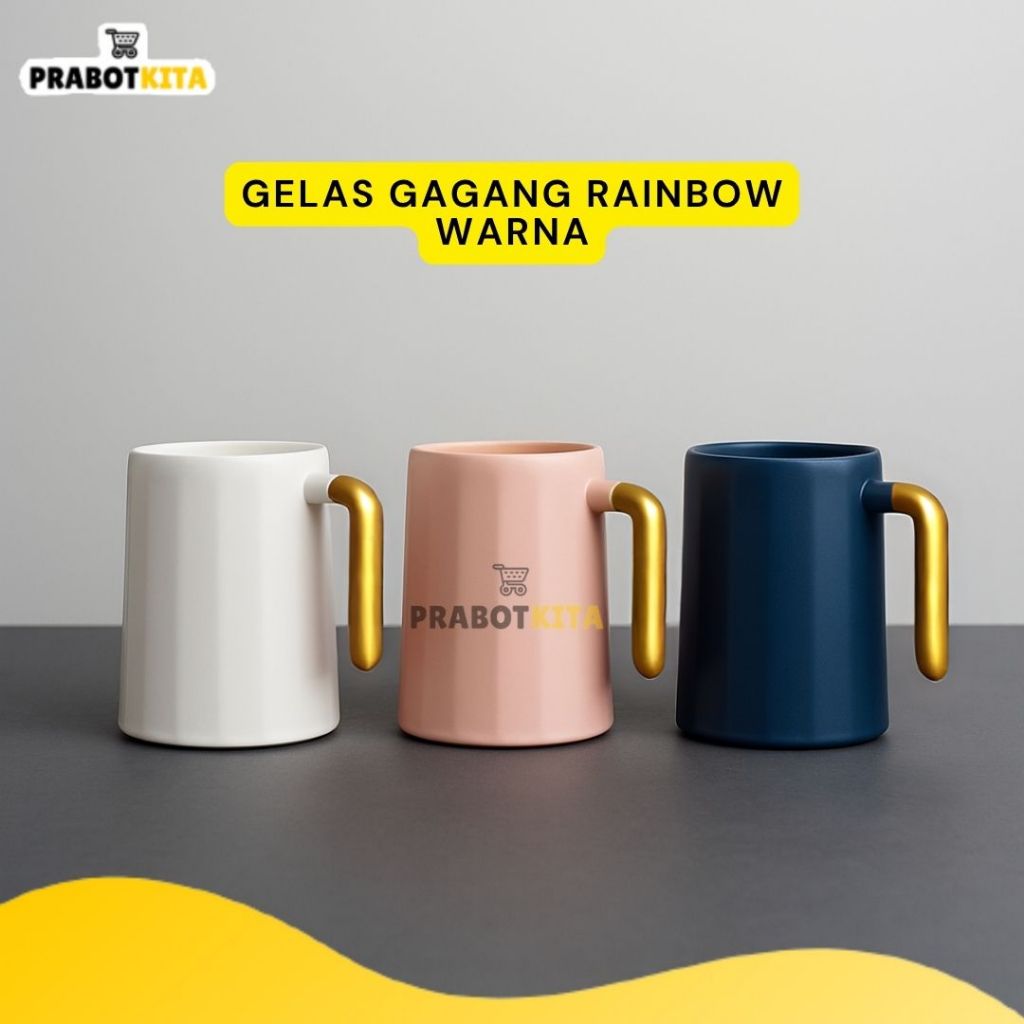 Gelas Aesthetic Pelangi - PRABOTMAMA/ Gelas Estetik Warna/ Gelas Warna Pastel/ Mug Estetik