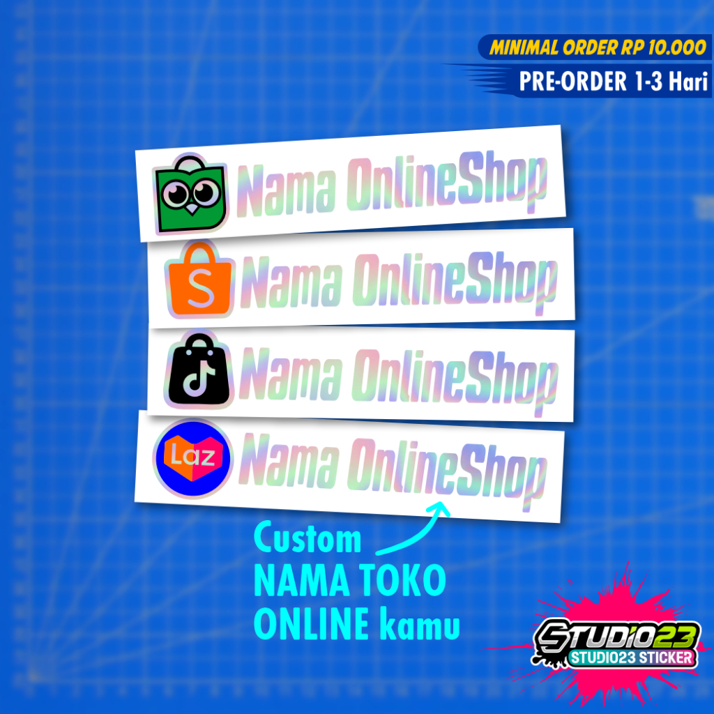 

Stiker nama OnlineShop custom Cutting Hologram