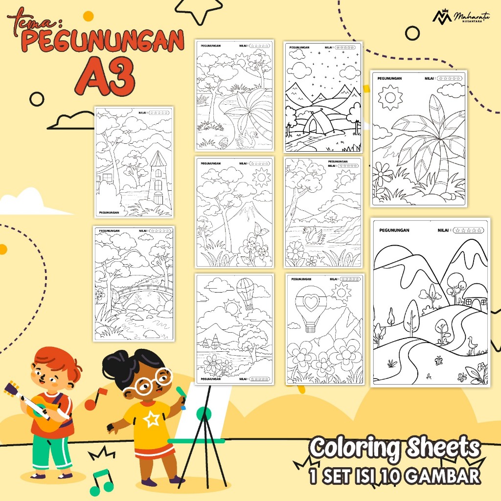 

COLORING SHEETS ANAK UKURAN A3 ISI 10 LEMBAR - KERTAS MEWARNAI TEMA PEMANDANGAN READY STOCK
