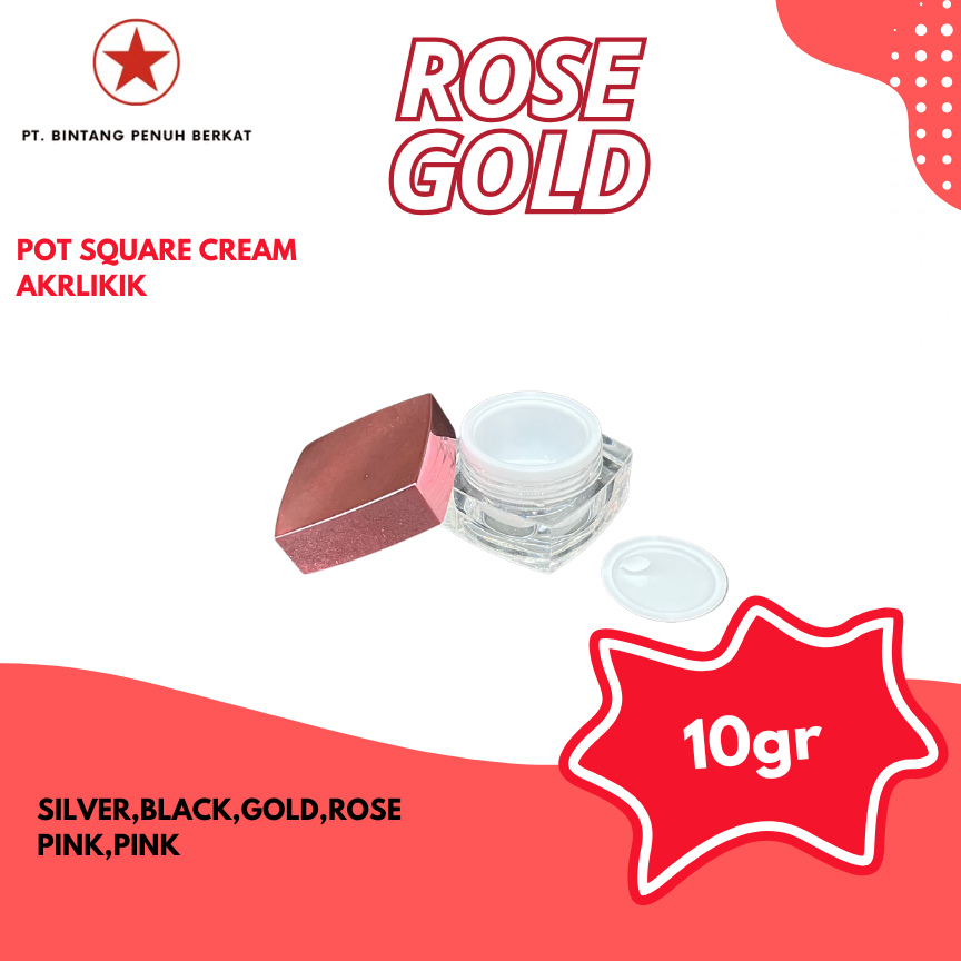 POT SQUARE CREAM AKRILIK 10GR  ROSE GOLD |