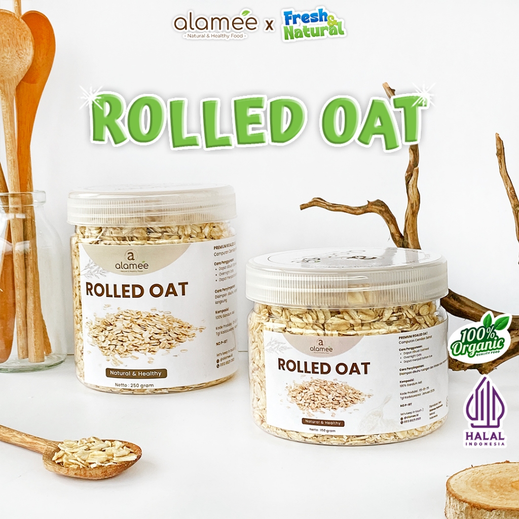 

ALAMEE Rolled Oat Gandum Utuh Kasar oatmeal wholegrain Natural Premium Alami Oatmeal Instan 250gr fresh and natural