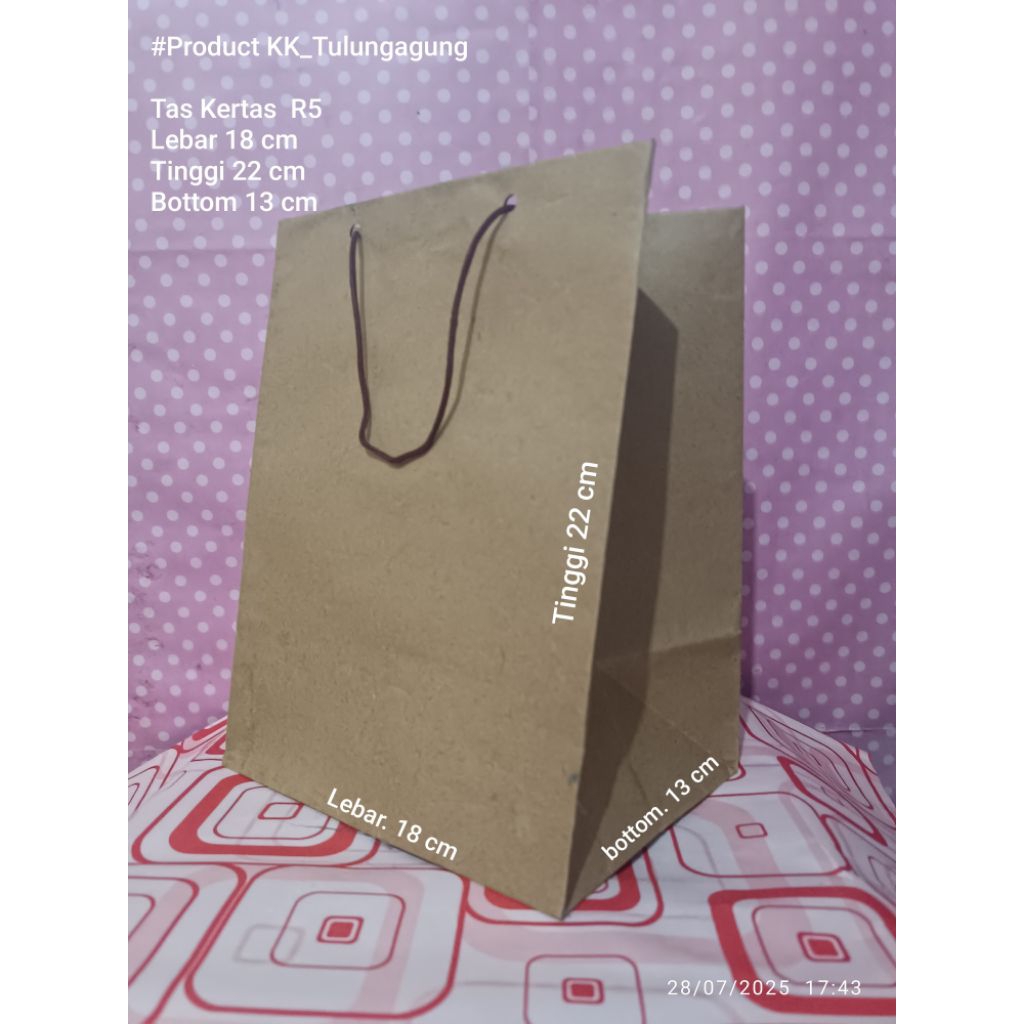 

Tas Kertas / Paperbag Polos Coklat R5 18x22x13