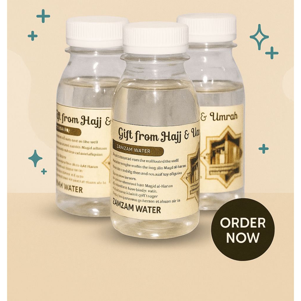 Botol Air Zamzam 60ml isi 25pcs Sticker Krem / Botol Kosong