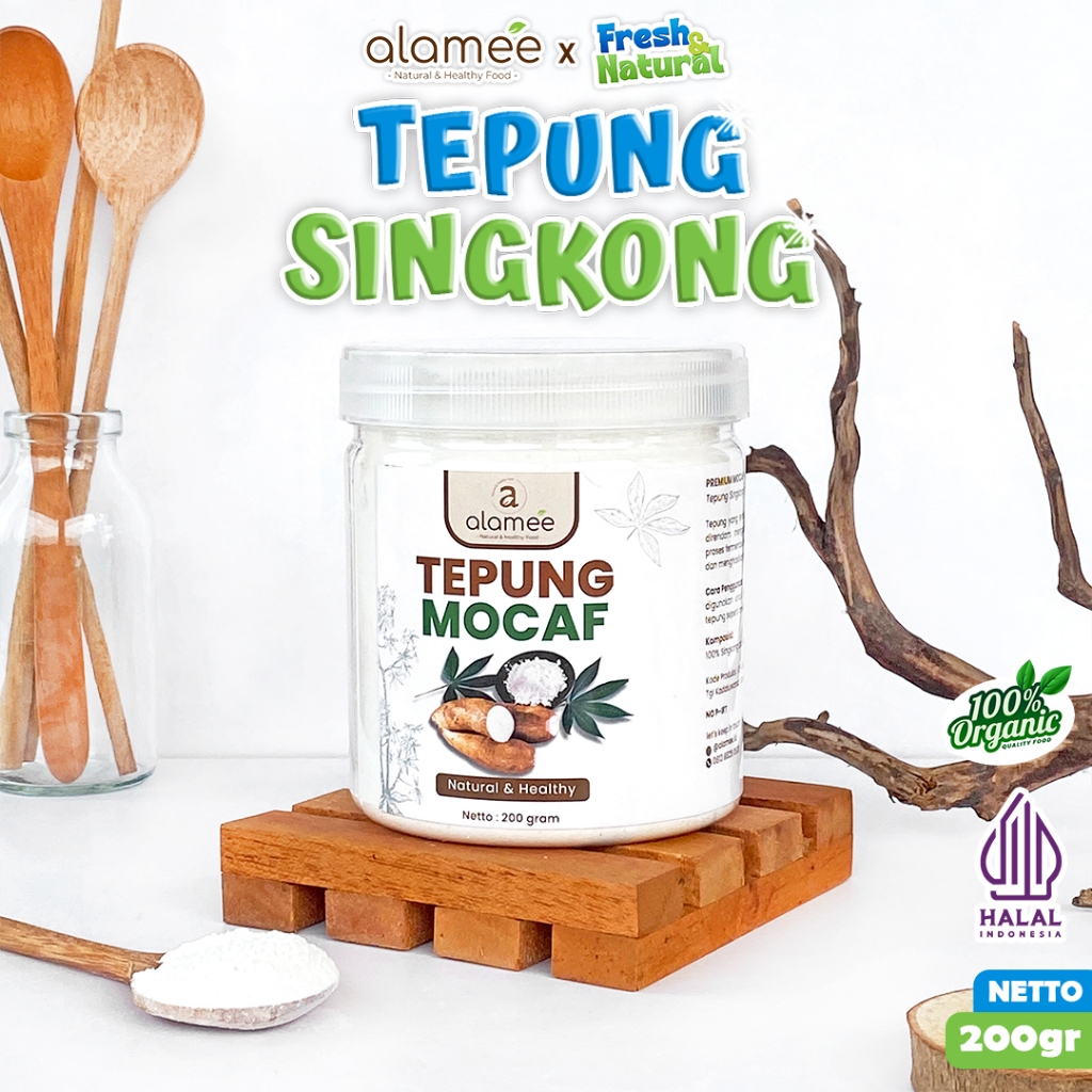 

ALAMEE Tepung Mocafine Gluten Free Tepung Singkong Sehat Rendah Gula High Fiber 200gr fresh and natural