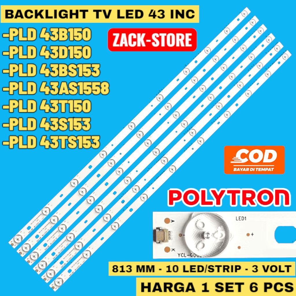 BACKLIGHT TV LED POLYTRON 43 INC PLD43B150 PLD43D150 43T150 43BS153 43TS153