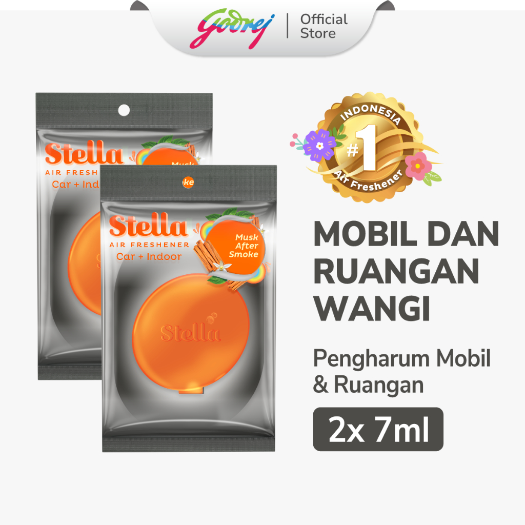 Stella Daily Freshness Car + Indoor Musk After Smoke x2 - Pengharum Pewangi Mobil & Ruangan Praktis