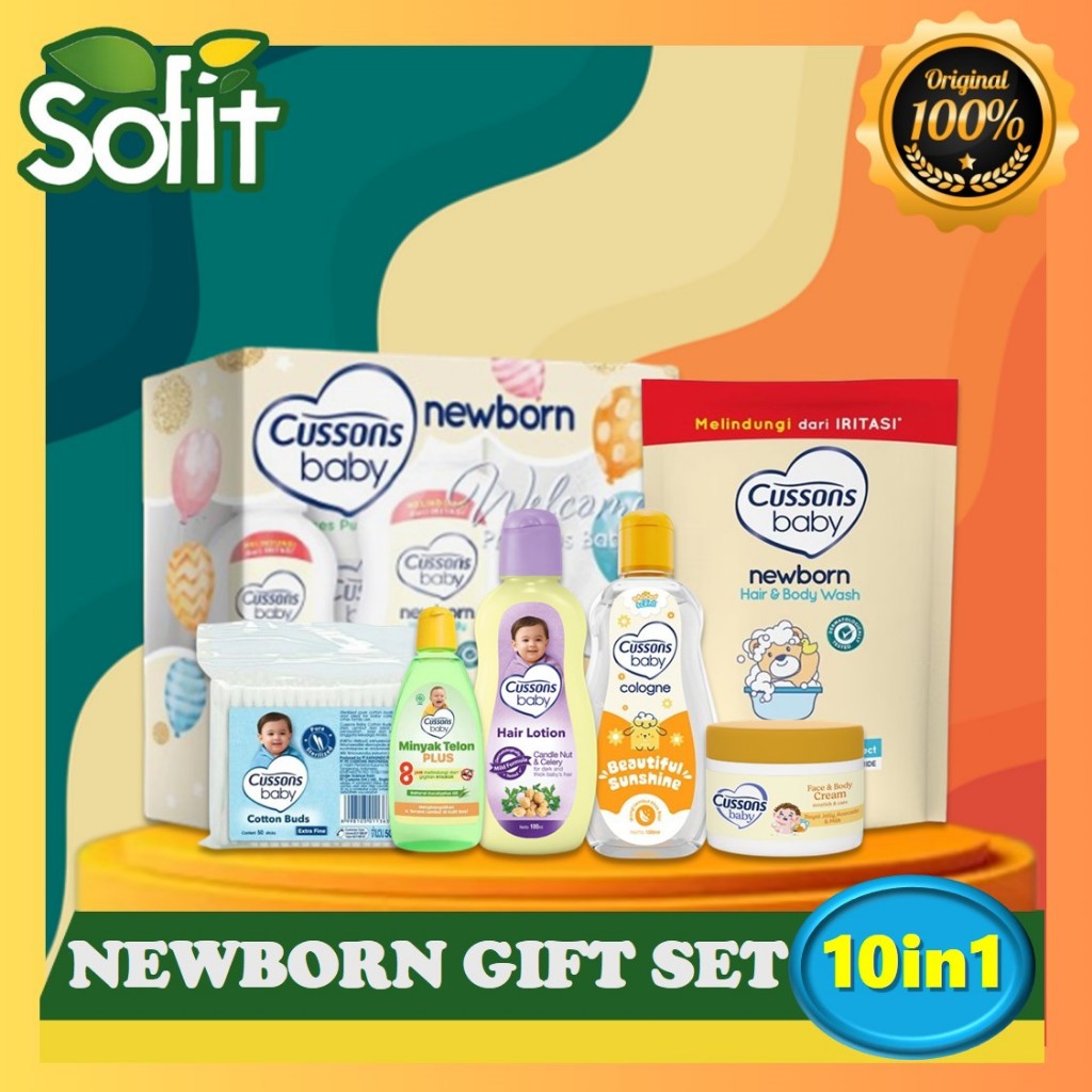 Cussons Newborn Pack 10in1 - Paket Hadiah Bayi - Newborn Set Lengkap - Set Perawatan Bayi - Sofit