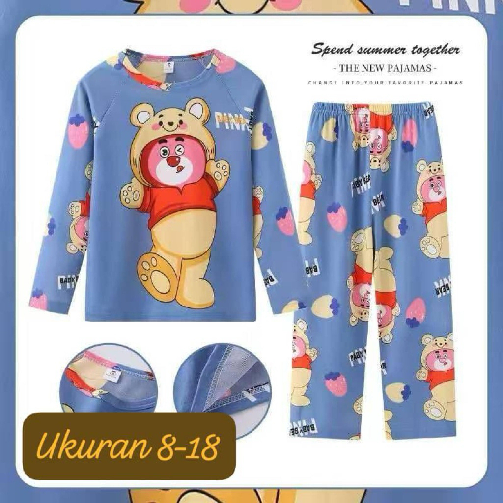 Baju Tidur Anak Cewek Cowok Import Leisure Wear | Piyama Anak Kaos Oblong Premium