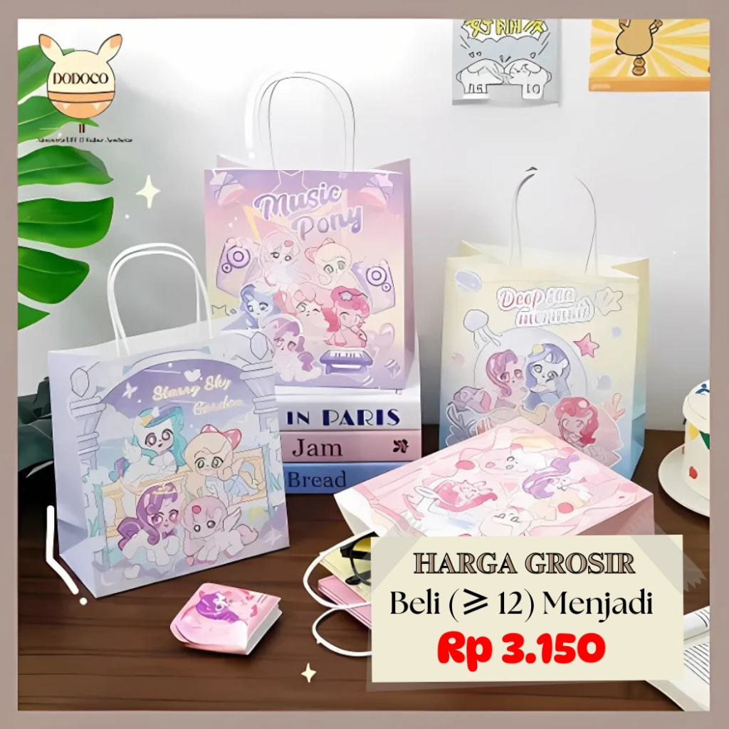 

Paper Bag Kertas Tas Kado Ulang Tahun Kartun Lucu Buat Isi Hadiah Sovenir Goddie Bag