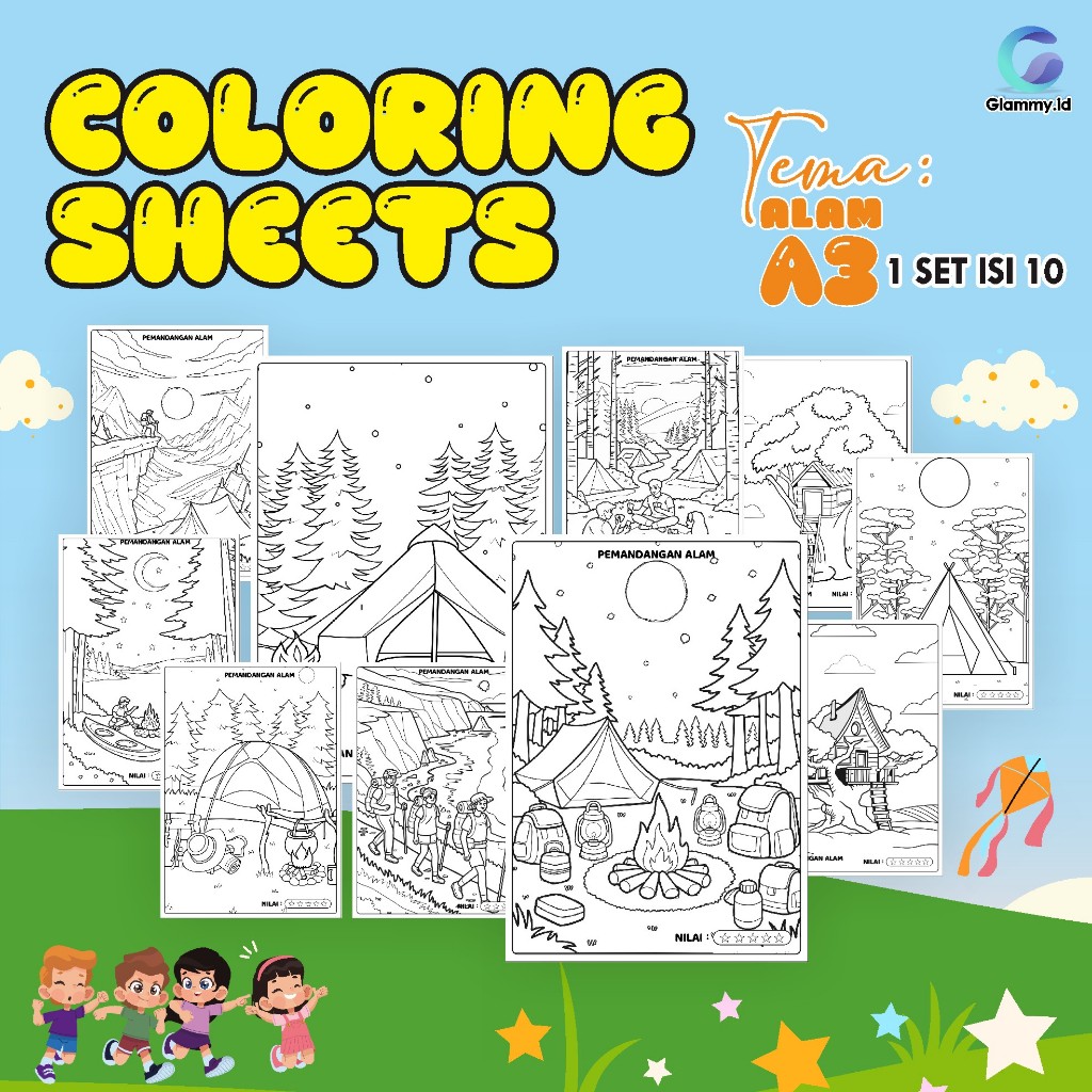 

Kertas Mewarnai - Coloring Sheet Rilia Tema Pemandangan Ukuran A3 - Kertas Tebal - Warna Tajam