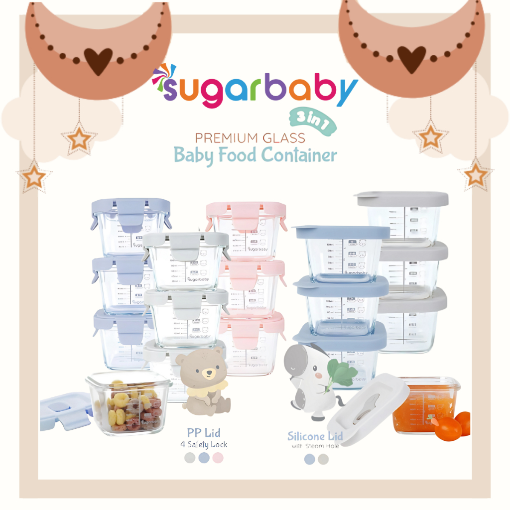 Sugar Baby Premium Glass Jar Baby Food Container 3Pcs BPA FREE / Peralatan Makan Bayi MPASI