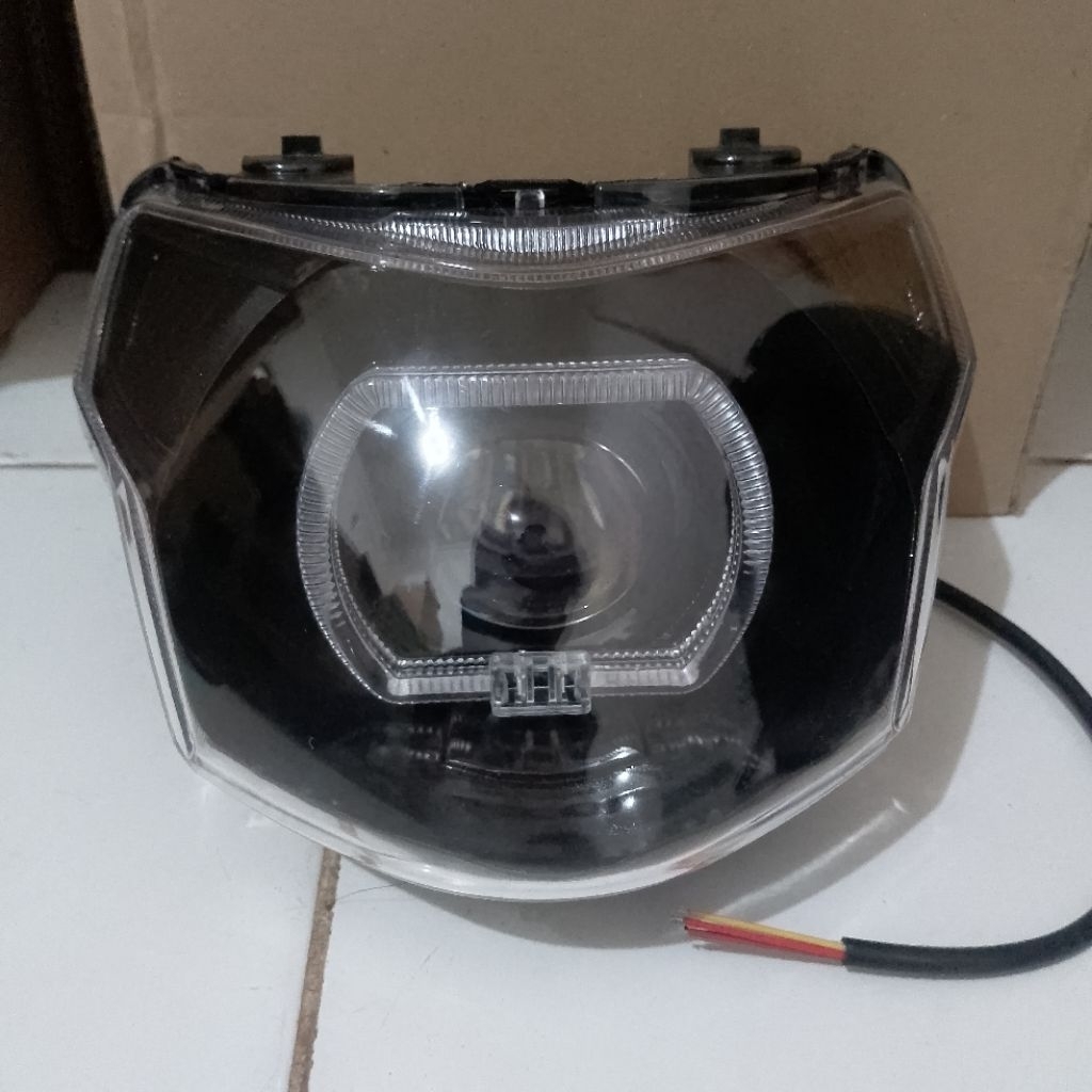 Reflektor Headlamp Lampu Depan Vega ZR Custome Hitam Smoke Set Billed Projie Super Terang