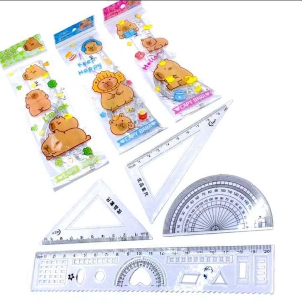 

(ISI 4 PCS ) PENGGARIS SET 4 IN 1 FANCY SEGITIGA / MISTAR