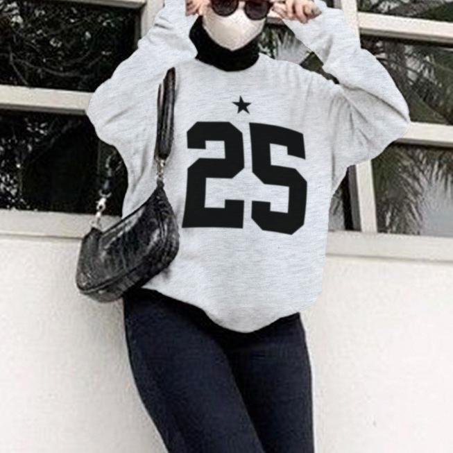 Twenty Five Star Sweater Wanita & Pria Casual Street Style Basic Simple Outer Sweatshirt Remaja Cwe 