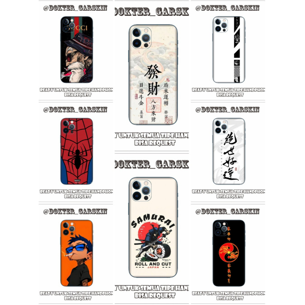 GARSKIN CUSTOM ORDER SUKA-SUKA READY UNTUK IPHONE DAN SEGALA JENIS HP LAINNYA PREMIUM QUALITY - PROM
