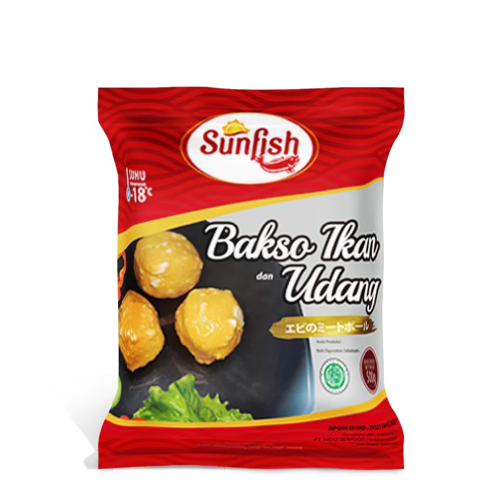 

Sunfish Bola Bakso Ikan Udang Olahan Ikan Dumpling Udang Dimsum Cumi Seafood Frozen Food 500gr
