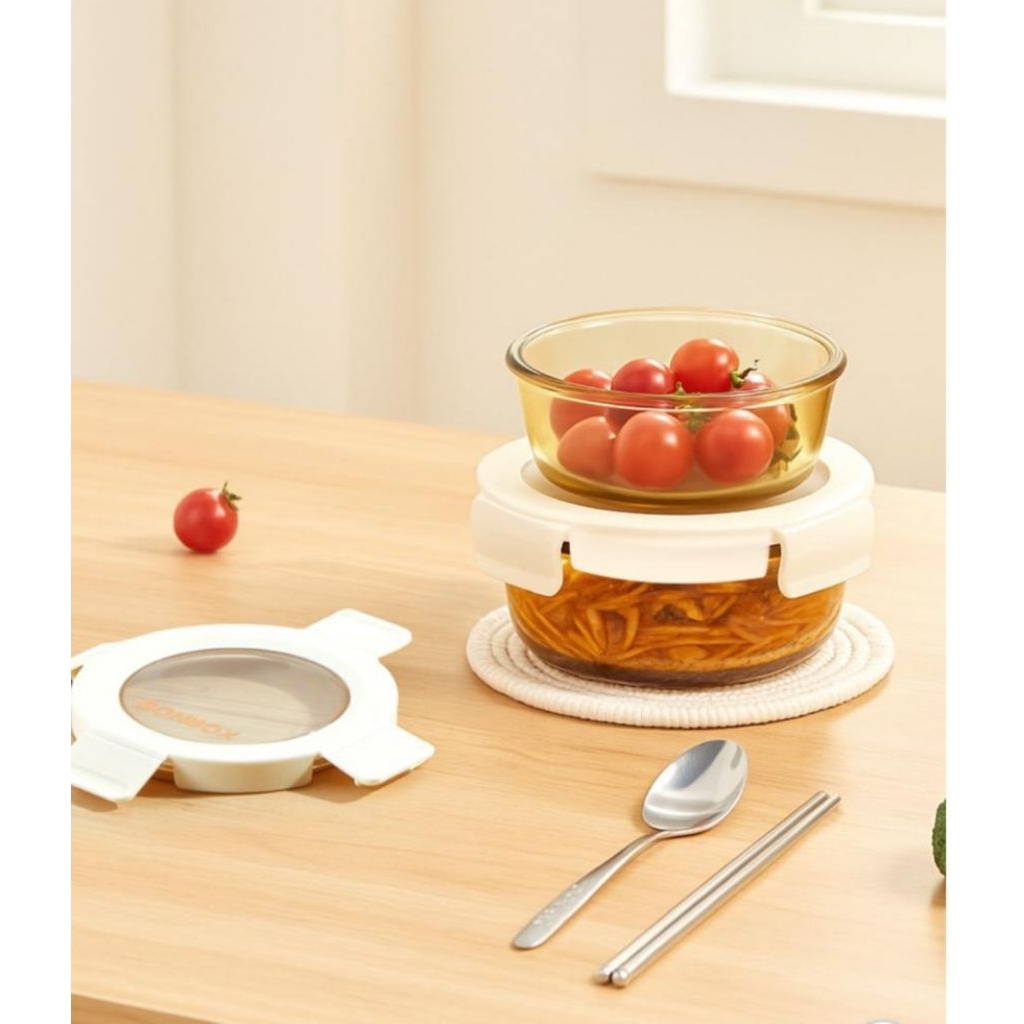 BONBOX BOWL DENGAN TUTUP  KACA // MANGKUK KACA DENGAN TUTUP // BOWL KACA