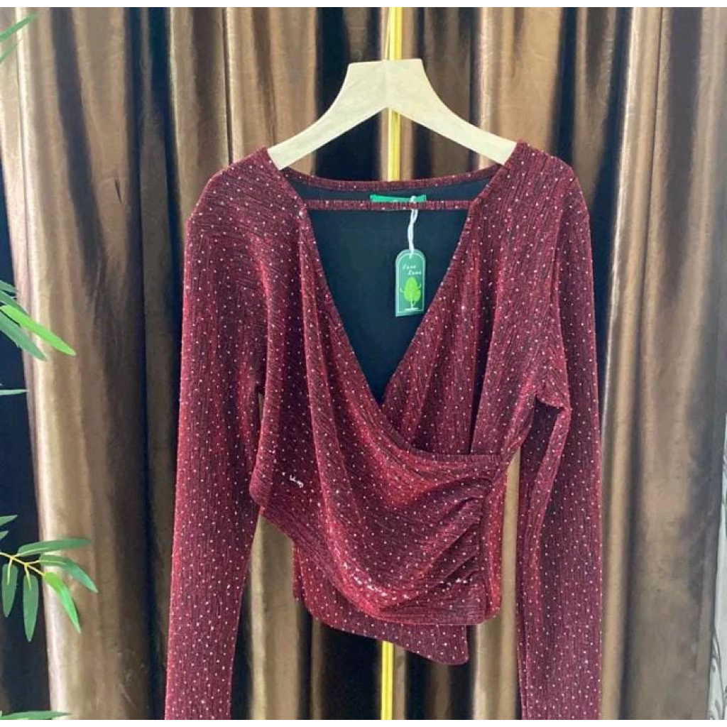 atasan glitter tali leher