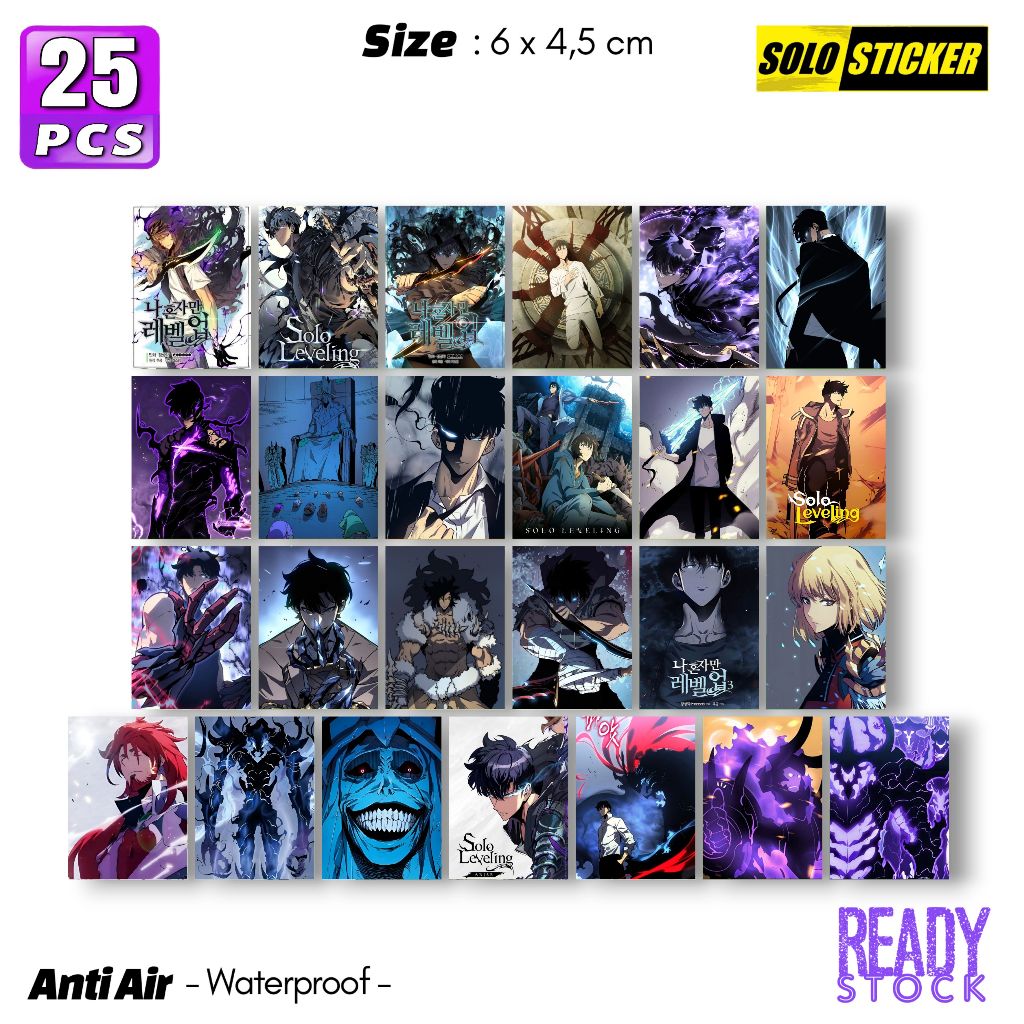 

Sticker Aesthetic Pack Anime Solo Leveling Hologram Waterproof untuk Sticker Laptop Casing Handphone