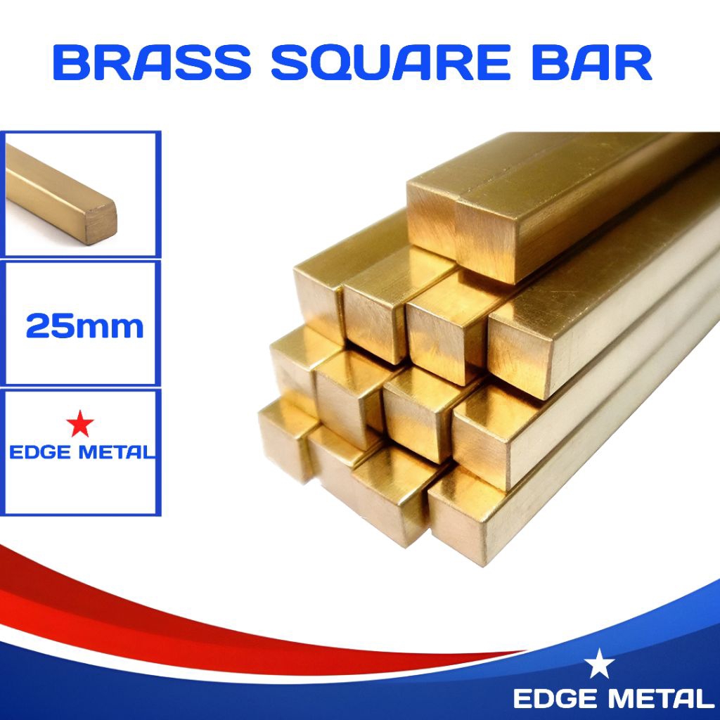 AS KUNINGAN KOTAK 25MM X 25MM | AS KUNINGAN SEGI EMPAT 25MM | PER 1CM