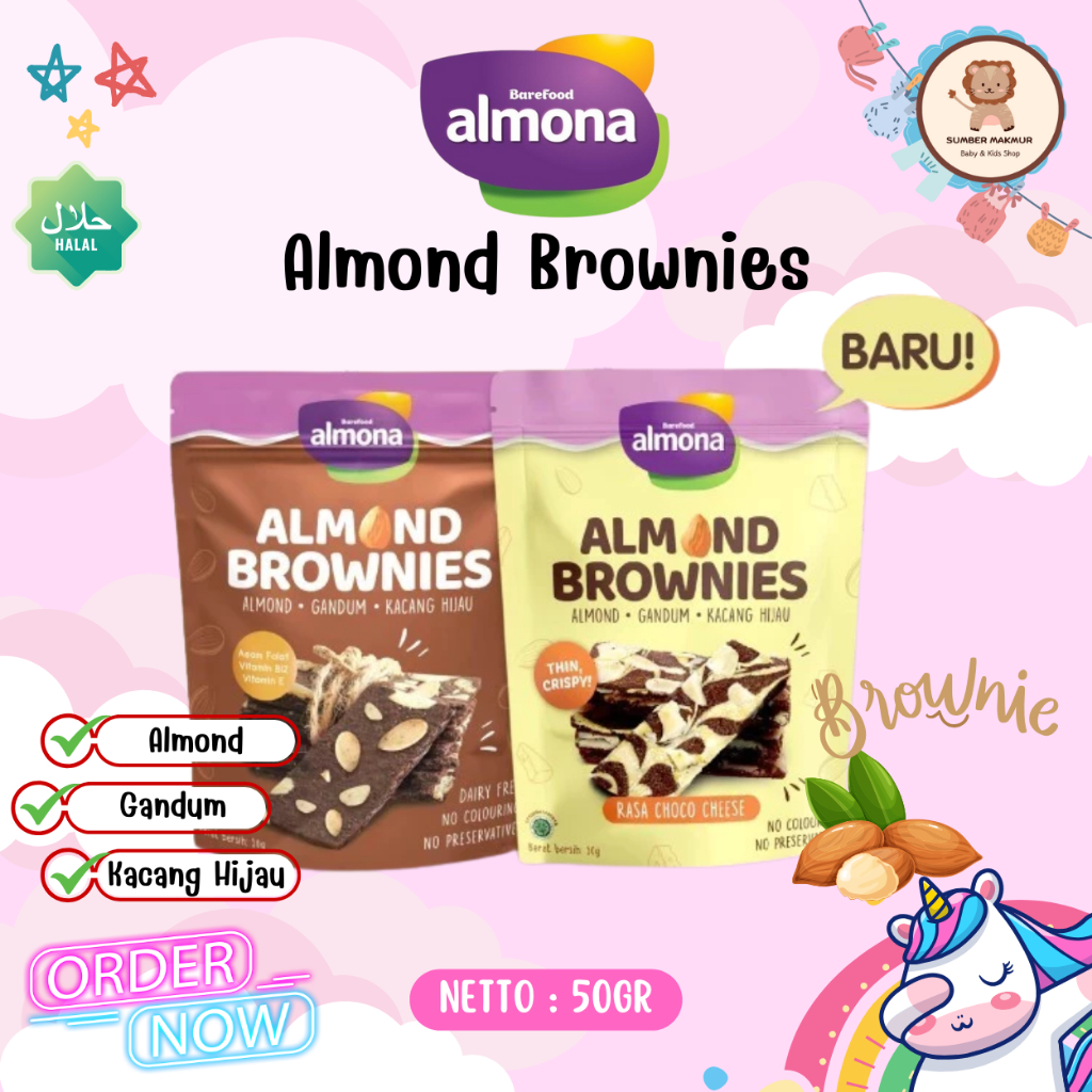 

Almona Almond Brownies 50gr by Barefood Snack Sehat California Almond Tinggi Antioksidan No Pengawet