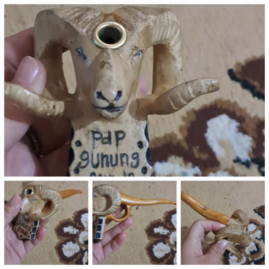 pipa rokok kayu/padudan rokok kayu bentuk kepala domba
