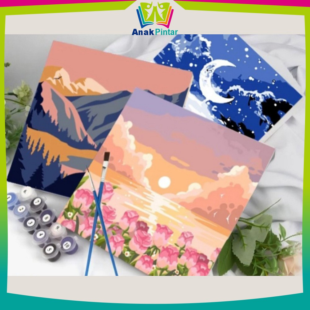 

EC Kanvas Siap Lukis Painting By Number Kit 20x20cm / DIY Canvas Digital Painting Acrylic Aesthetic Lukisan Bunga Pemandangan Anak Pintar A110