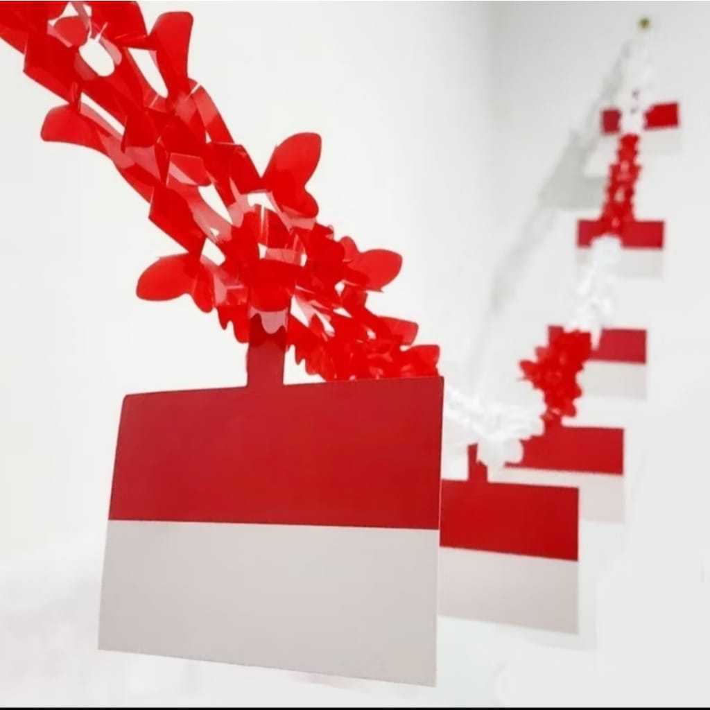 Garland Tarik Merah Putih Tanggung / Garland Bendera Merah Putih/ Hiasan Agustusan/ Garland Besar HU