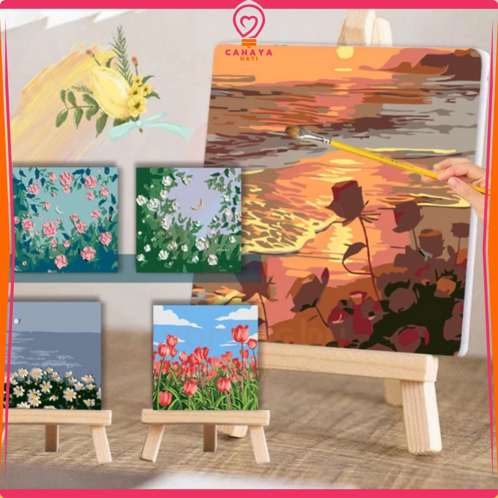 

EC Paint By Number Kit Uk 20x20cm Kanvas Siap Lukis Bunga Pemandangan / Wall Decoration Diy Digital Painting Canvas / Lukisan Canvas Acrylic Aesthetic Cahaya Hati A110