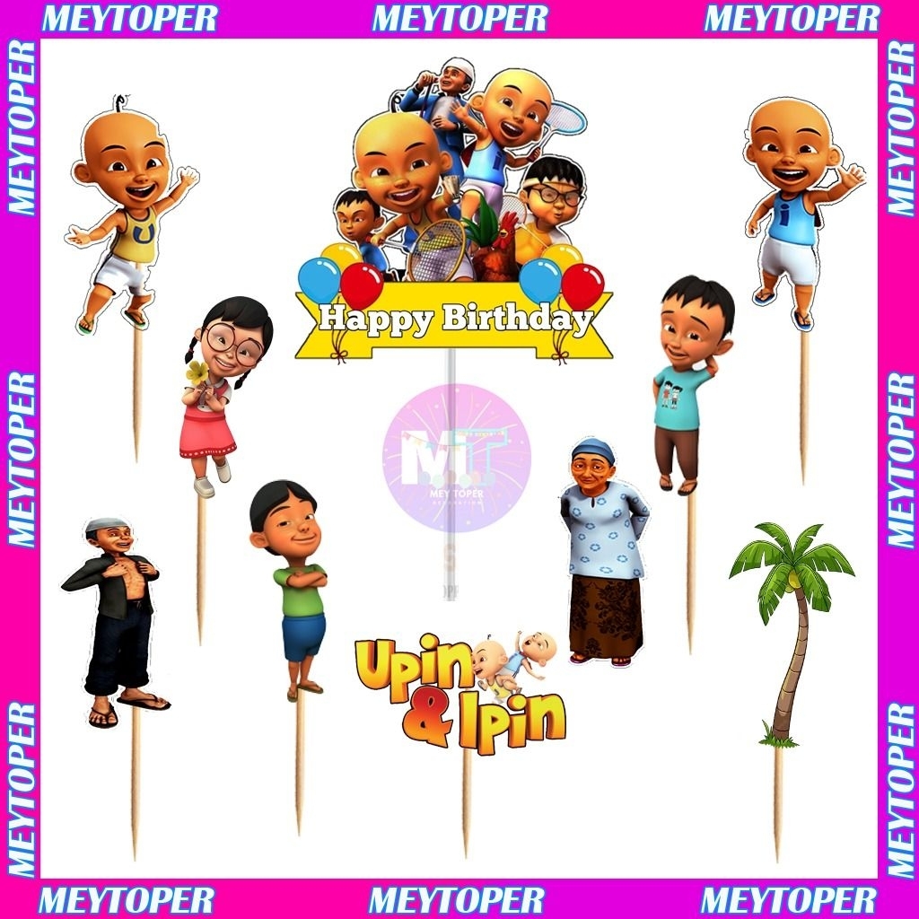 

Toper Cake/Toper Karakter/Toper Happy Birthday/Toper Ulang Tahun/Hiasan Kue Ulang Tahun/Toper Karakter UPIN IPIN/Toper Tusukan Murah
