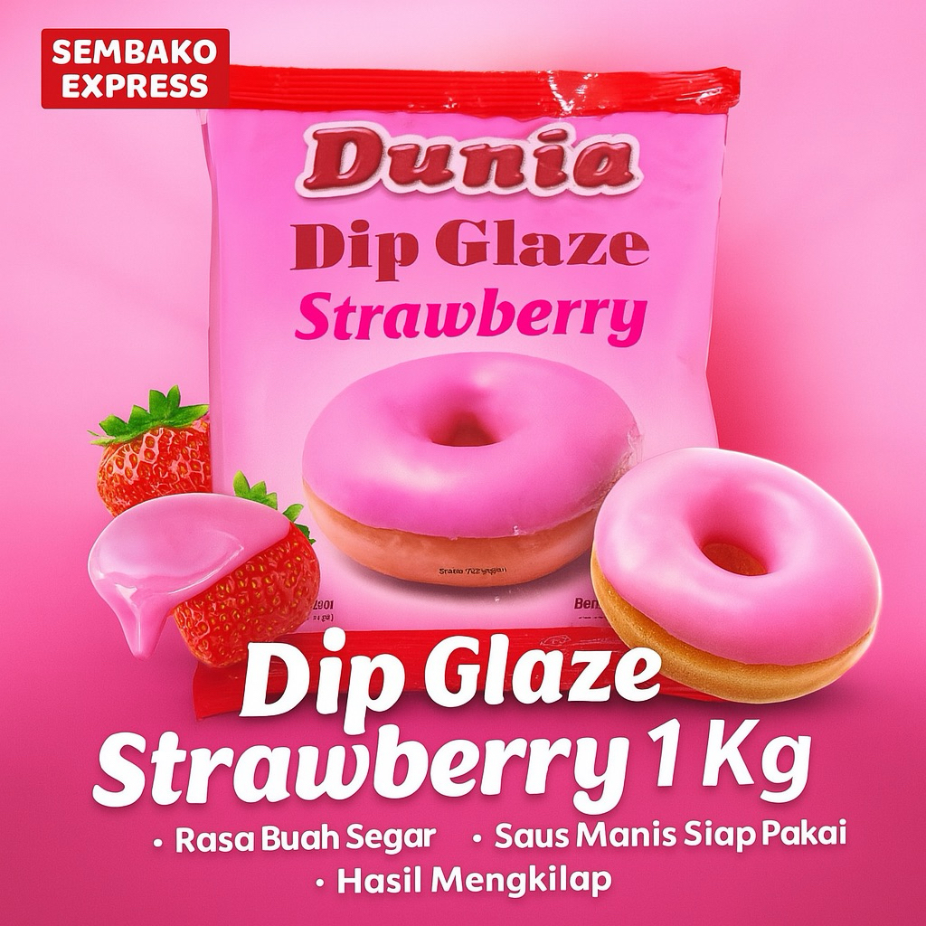 

Dunia Dip Glaze Strawberry 1 kg – Topping Donat Rasa Stroberi