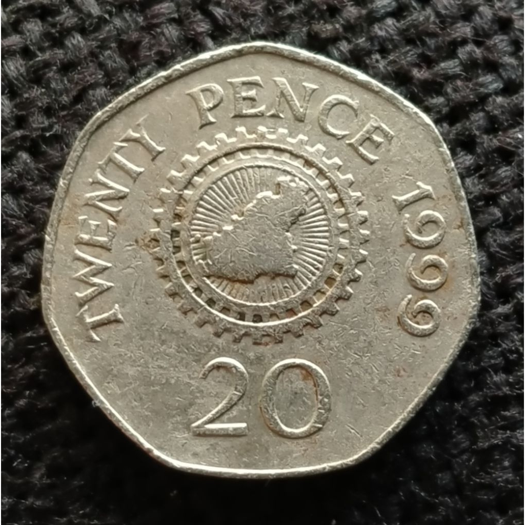 Koin Kuno Guernsey 20 Pence taun 1999