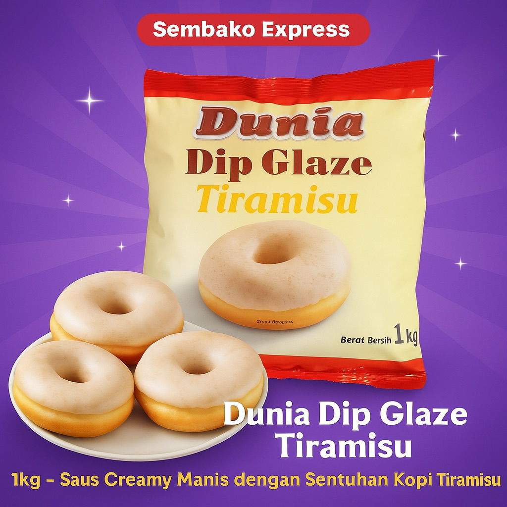 

Dunia Dip Glaze Rasa Tiramisu 1kg – Saus Manis Premium untuk Donat & Kue