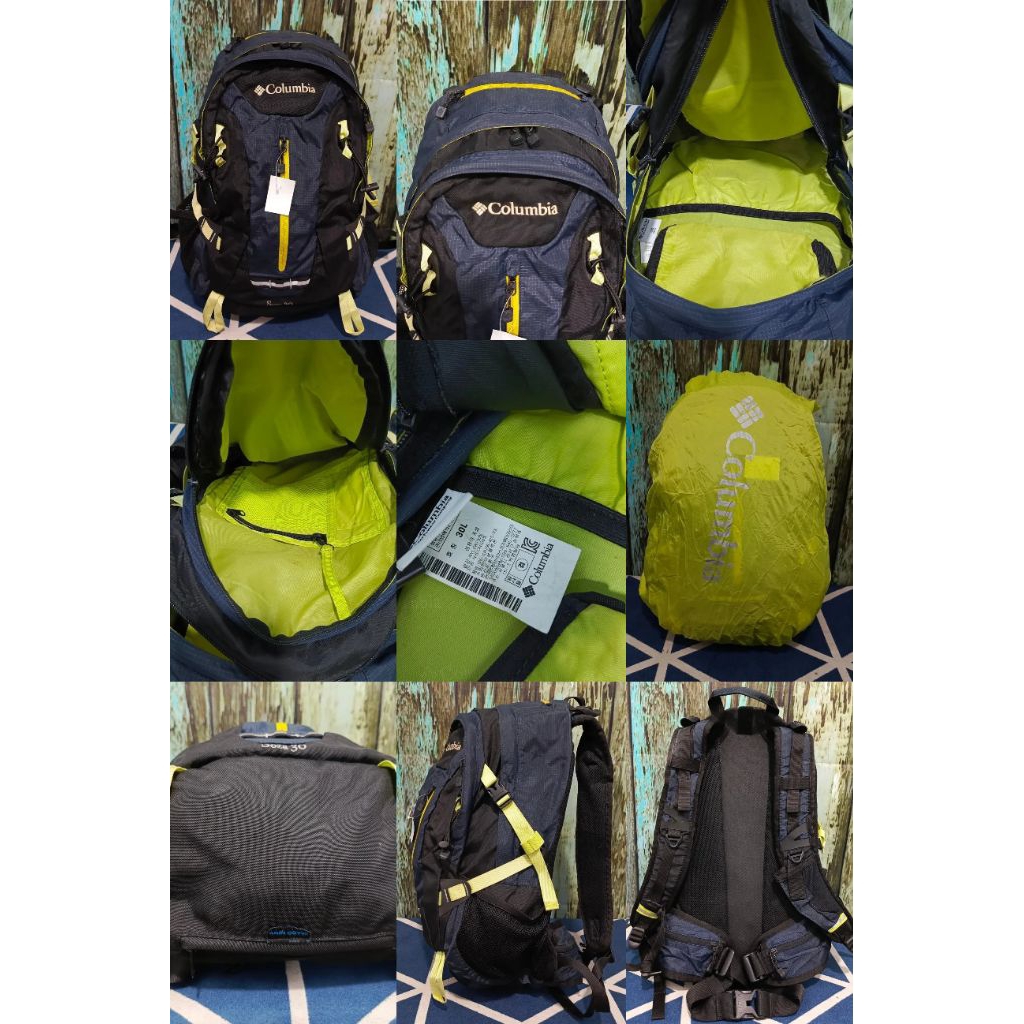 Tas ransel Daypack outdoor COLUMBIA lengkap raincover mulus kap 30liter