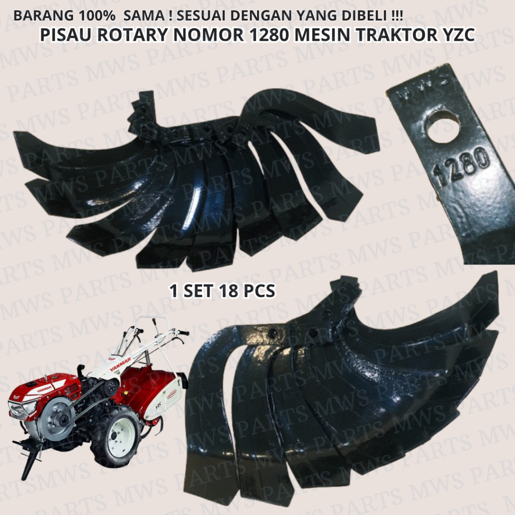 PISAU ROTARY YZC 18PCS 1 SET NO.1280 PISAU BAJAK PISAU ROTARI HAND TRACTOR MESIN TRAKTOR YZC TRAKTOR