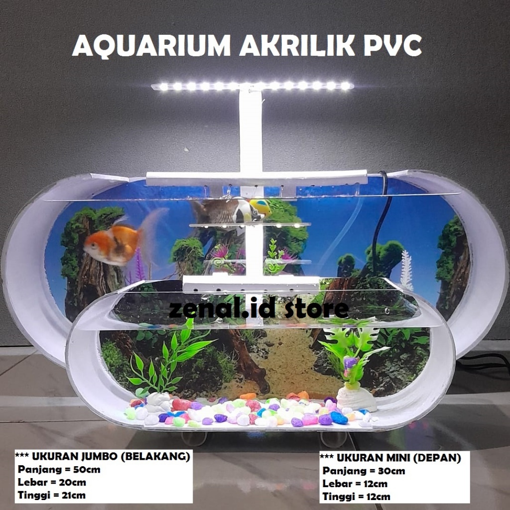 JUMBO Aquarium Akrilik Fullset Mesin Filter Dengan Air Terjun Akuarium Aesthetic - ZENAL.ID