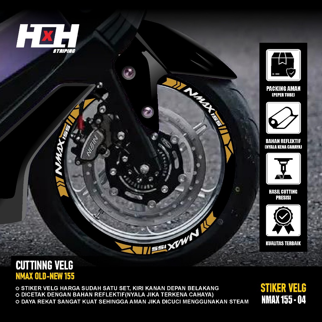 (COD) Cutting Sticker Velg yamaha Nmax 155 turbo connected Stiker Lis Variasi Ban velk nyala 04