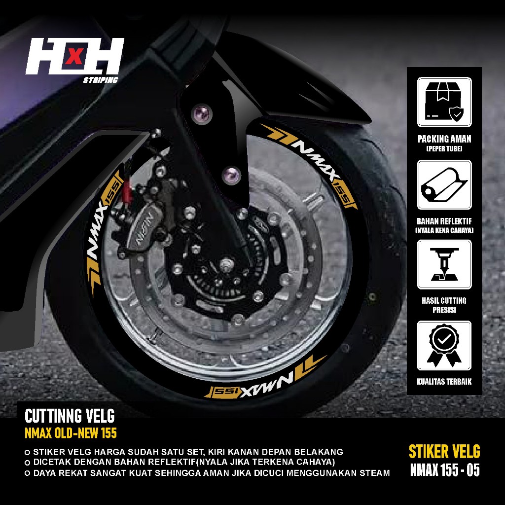 (COD) Cutting Sticker Velg yamaha Nmax 155 turbo connected Stiker Lis Variasi Ban velk nyala 05