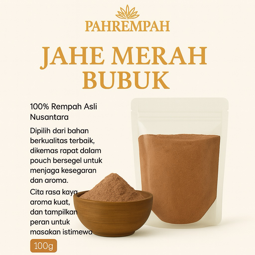 

PAHREMPAH - Jahe Merah Bubuk Alami | Rempah Murni Tanpa Campuran - Praktis & Siap Seduh