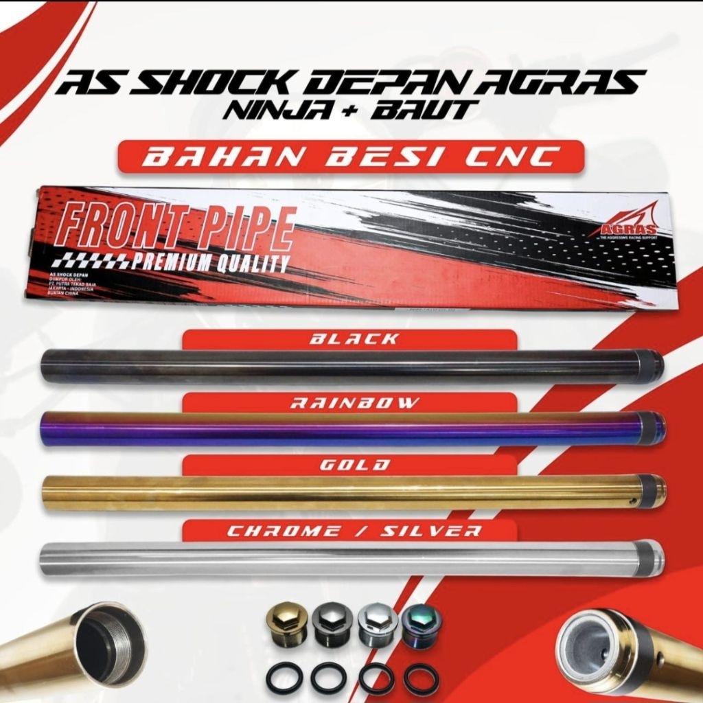 AS SKOK SHOCK DEPAN TIGER MP GL NINJA RR R AS 33 GOLD TITAN BLACK RAINBOW IMPORT PRODUK AGRAS