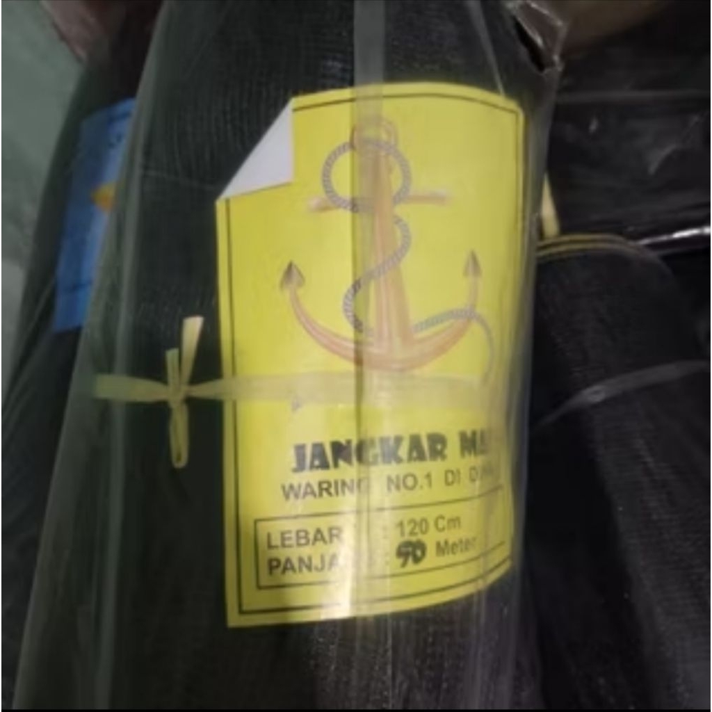 Waring hitam/waring jaring ikan 1 rol panjang 100 meter ×120 cm ( merk jangkar mas)