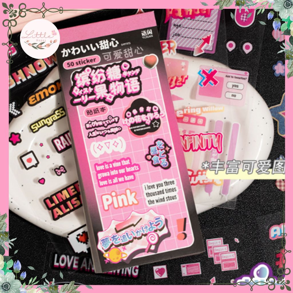 

Sticker Book PET 50P Japanese Korean Colorful Candy Series Retro Vibes Scrapbook Kawaii Deco