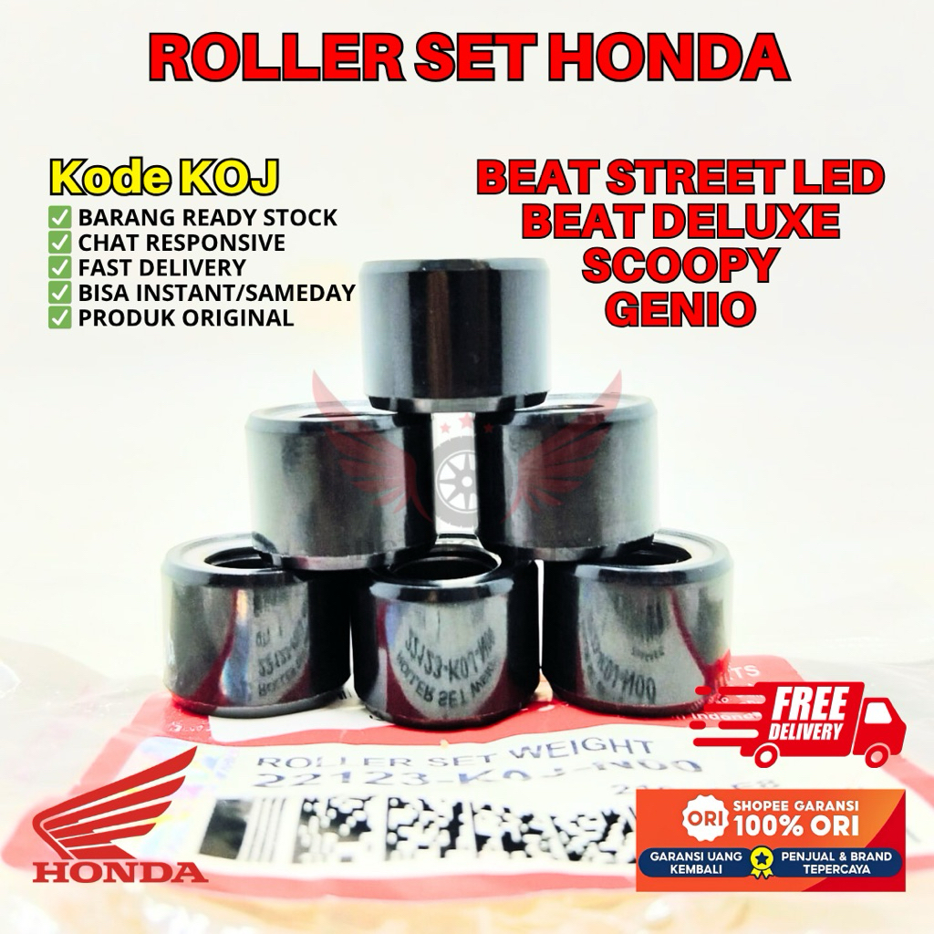 KOJ ROLLER SET BEAT STREET ORIGINAL AHM HONDA, ROLLER BEAT STREET, ROLLER SET HONDA BEAT DELUXE, ROL