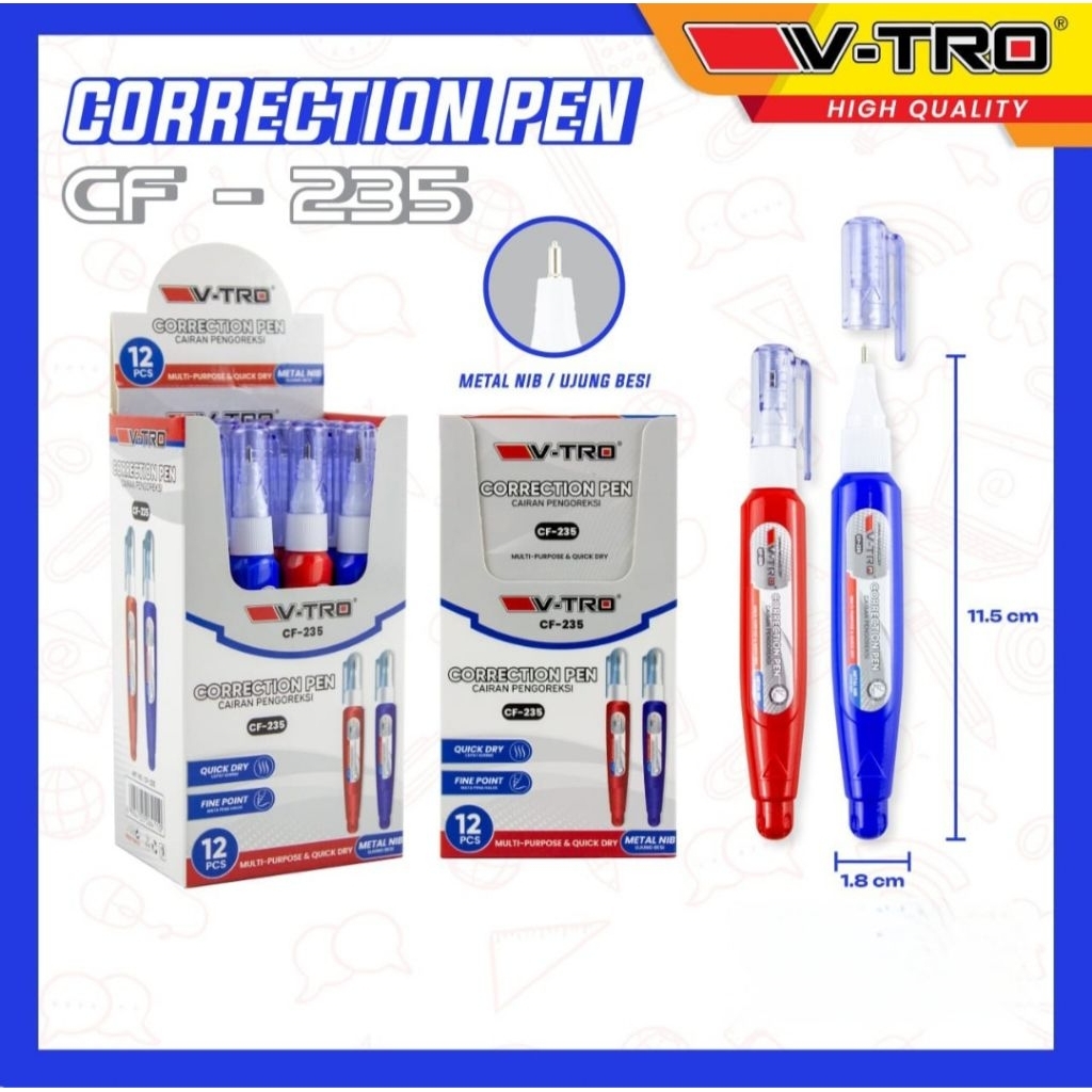 

( 12 pcs) tipe X cair / correction Fluid / Cairan koreksi Pen keperluan sekolah & kantor harga murah