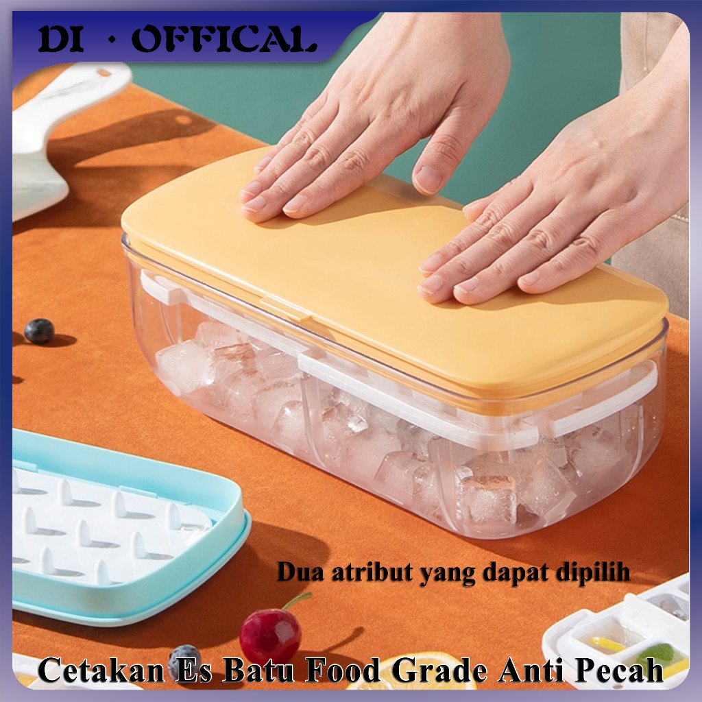 Ice Cube Tray Cetakan es batu food grade anti pecah Kotak Penyimpanan Es Batu Kulkas Freezer Tempat 