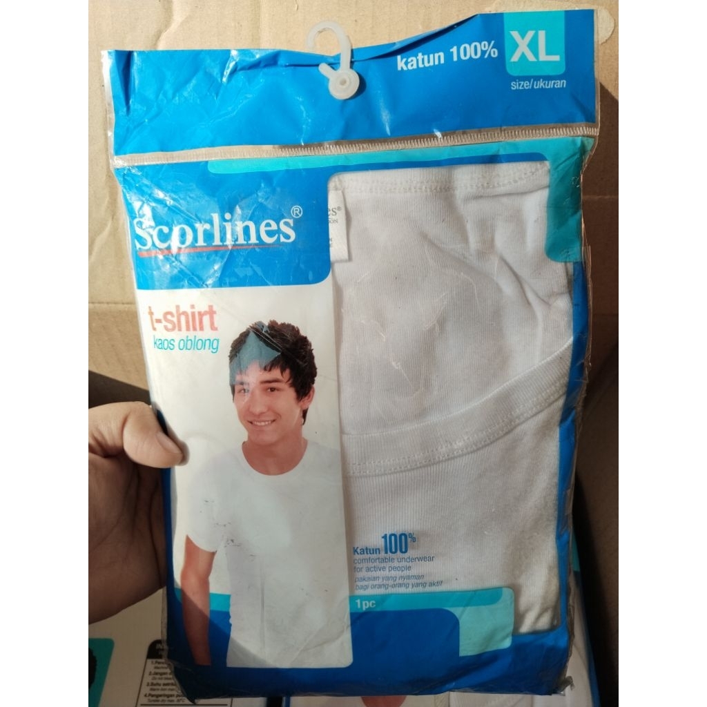 scorlines kaos oblong putih XL bungkus aga kotor